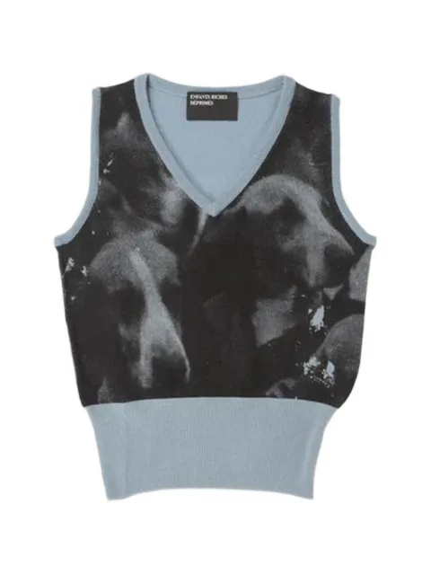 Enfants Riches Déprimés graphic-print V-neck sweater Blue 110645