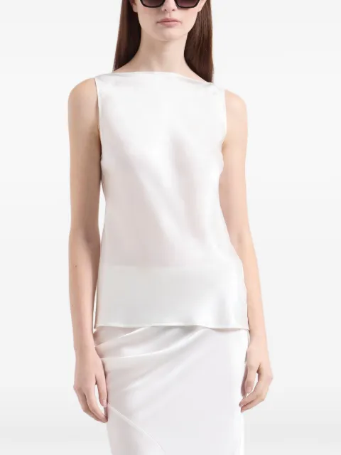 Nina Ricci draped-back silk top White 26ACTO029SE1415U1230