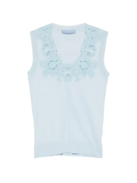 Ermanno Scervino lace-trimmed sleeveless tank top Blue D485L728APQBJ