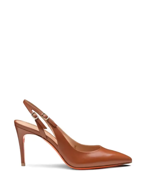 Santoni pointed-toe slingback leather heeled pumps Brown WDID71269HI2NSZA