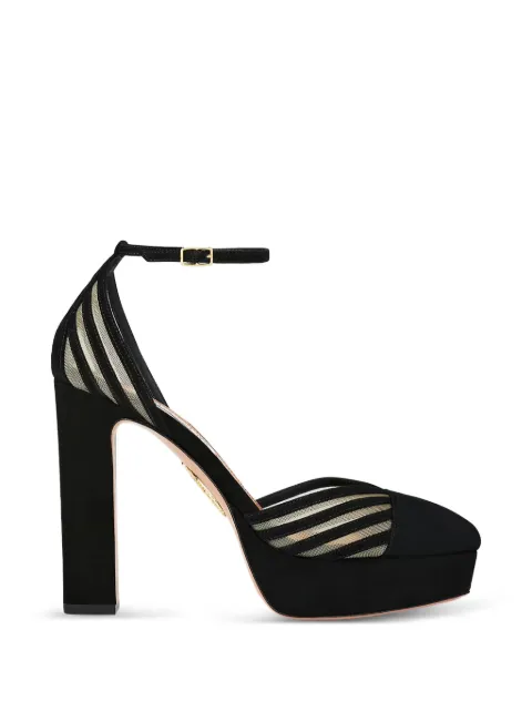Aquazzura Alana Plateau suede heeled pumps Black AANHIGB0SFE000