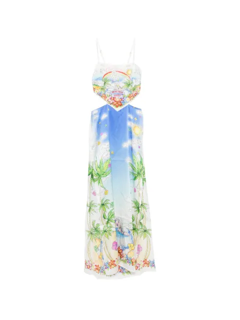 Casablanca graphic-print cut-out maxi dress White WSS26DR20401