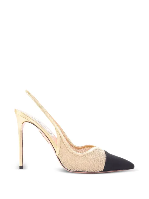 Aquazzura Gimlet mesh slingback heeled pumps Gold GIMHIGL0CGPGBK