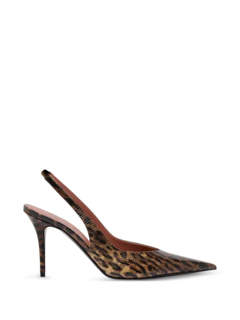 Amina Muaddi Anok leopard-print snake-effect slingback leather heeled sandals Brown 16S366010ANO