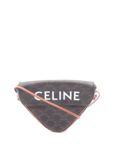 Celine Pre-Owned 2010-2026 Triomphe Coated Canvas Logo Triangle crossbody bag Brown USNOTJBLOTR4DQ4A