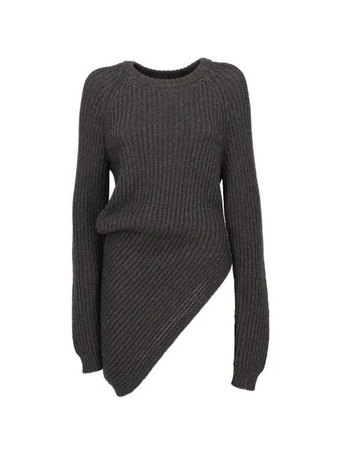 Lanvin Pre-Owned asymmetric ribbed-knit sweater Grey MR05062514