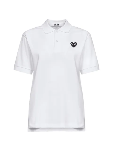 Comme Des Garçons Play embroidered heart patch polo shirt White AXT066D2