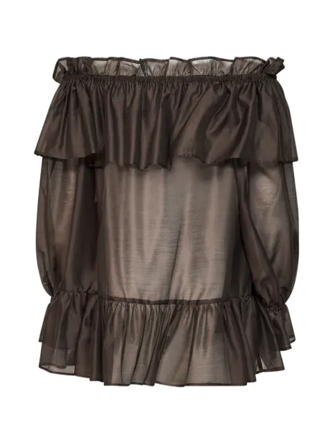Blanca Vita ruffled off-the-shoulder blouse Brown CEVIL1824