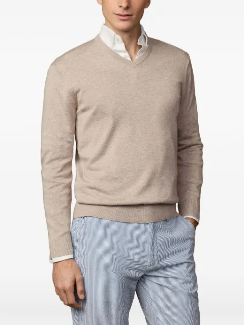 Hackett London logo-embroidered V-neck sweater Neutrals HM7000115