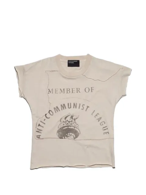 Enfants Riches Déprimés graphic-print raw-cut T-shirt Neutrals 110646