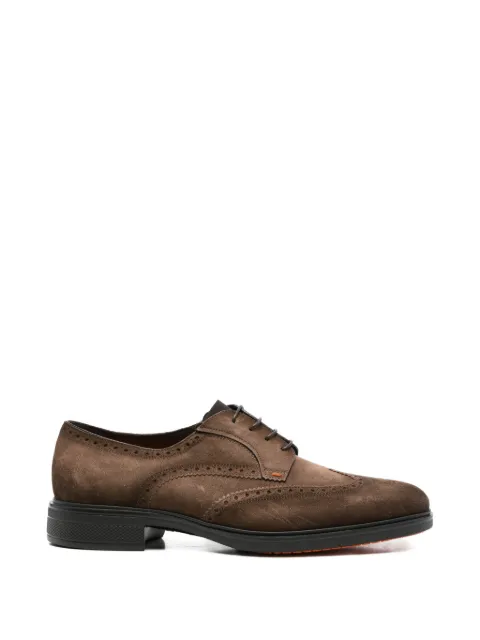 Santoni brogue-detail suede derby shoes Brown MGEG19033NEAXGEX