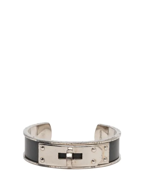 Hermès Pre-Owned 1990-2010 Leather and Palladium Plated Kelly Cuff Bracelet costume bracelet Black 8OWWIORW1J6LJ2GE