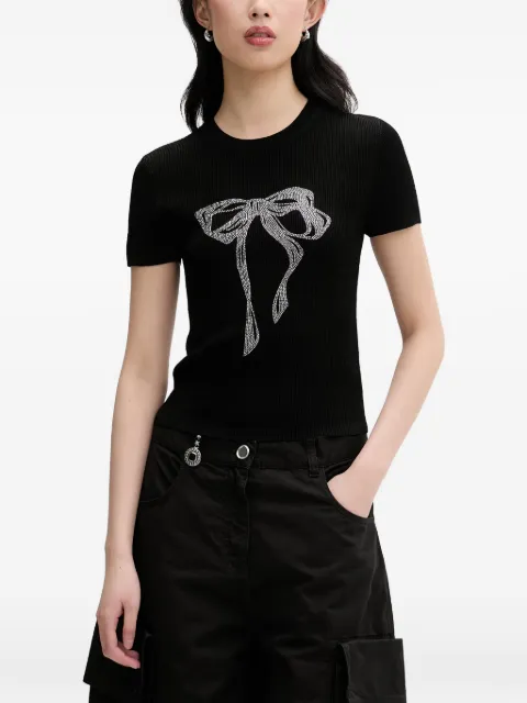 Miss Sixty rhinestone-embellished ribbed T-shirt Black 6M1RJ12600