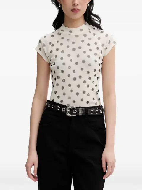 Miss Sixty polka-dot lip-print raglan-sleeved T-shirt Neutrals 6M1SJ34900