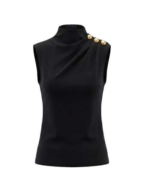 Saiid Kobeisy draped button-embellished top Black RTWFW25TP06