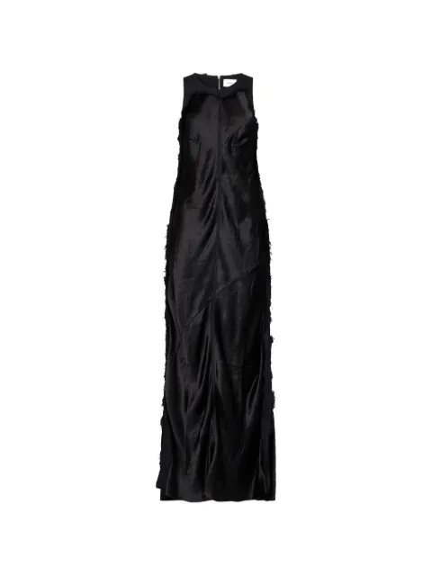 Haikure frayed-insert bias-cut dress Black HEW08113GF181T0491