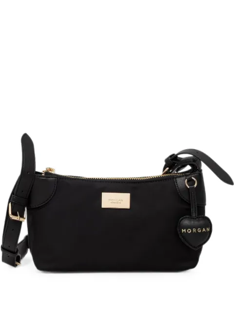 Morgan heart-charm logo-plaque shoulder bag Black 2PARIS