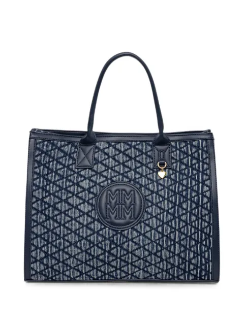 Morgan quilted logo-patch tote bag Blue 2CARO