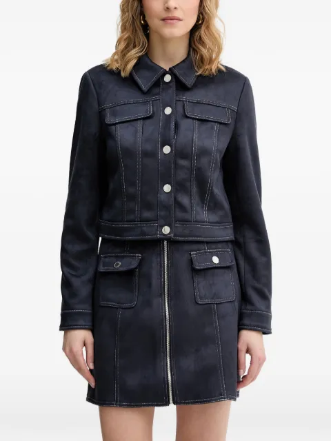 Morgan contrast-stitch suede jacket Blue GTRAST