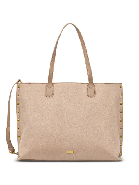 Morgan stud-embellished suede-effect tote bag Neutrals 2CABASU