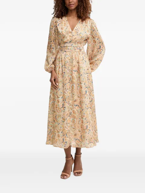Morgan paisley-print V-neck midi dress Neutrals RBOHOF