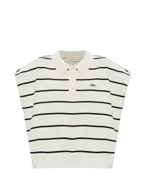 Gestuz Saia striped short-sleeve polo top White 10911206