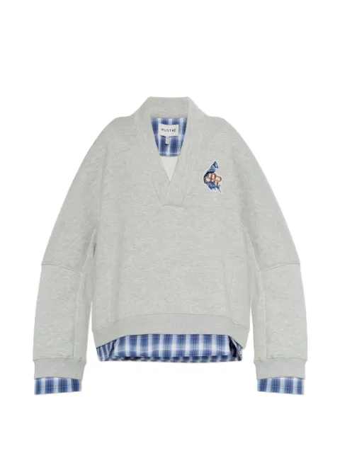 MUNTHE Nash layered-effect logo-patch sweatshirt Grey 262110126263