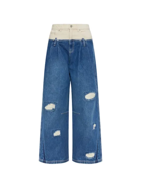 MUNTHE Nezza distressed layered-waist jeans Blue 262140026205