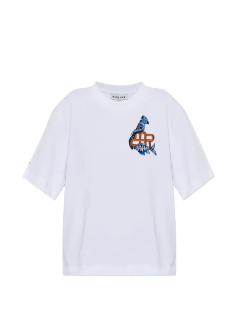 MUNTHE Nuri embroidered-detail cotton T-shirt White 262110726267