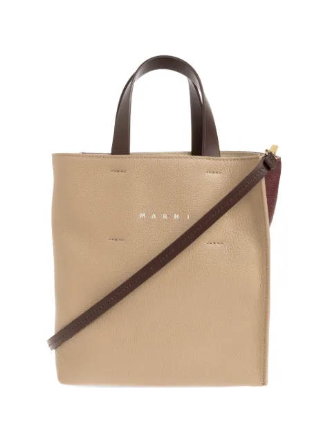 Marni Museo Soft mini bag in taupe, burgundy and brown leather Neutrals SHMP0040R0P6533