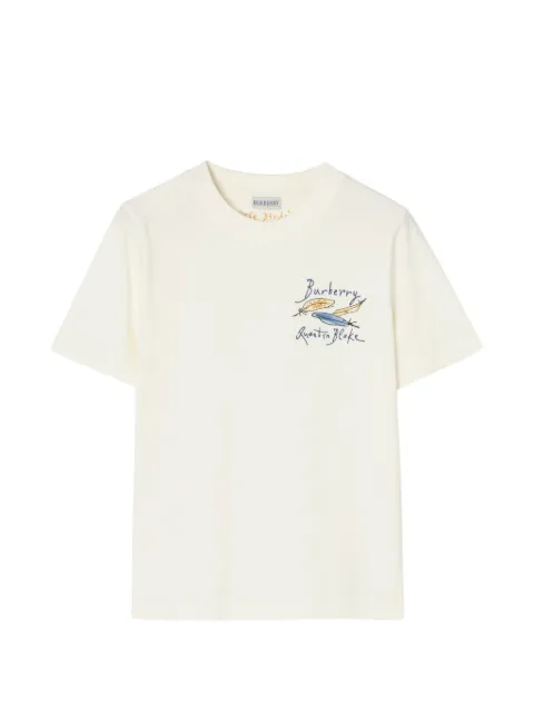 Burberry feather-print cotton T-shirt Neutrals 8128066
