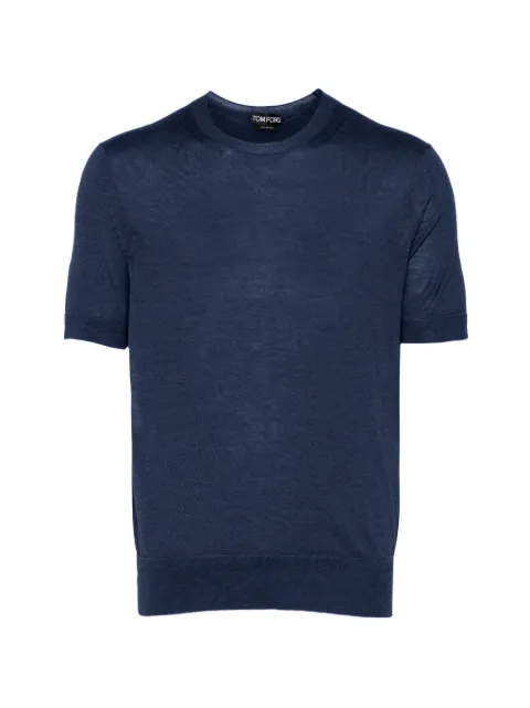 TOM FORD fine-guage short-sleeve T-shirt Blue KCS028YMK073