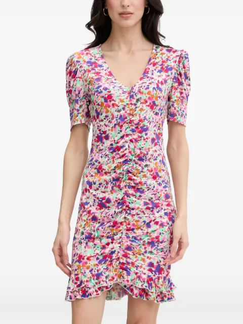 Morgan abstract-print ruched mini dress Pink ROLITA