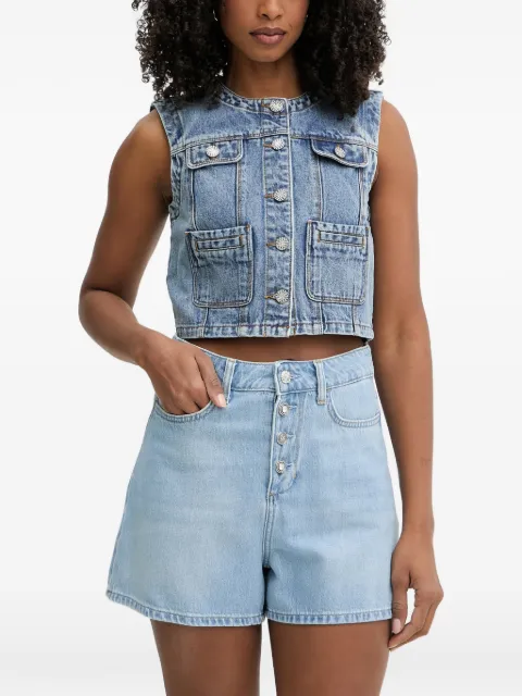 Morgan cropped denim gilet Blue VCHARMY