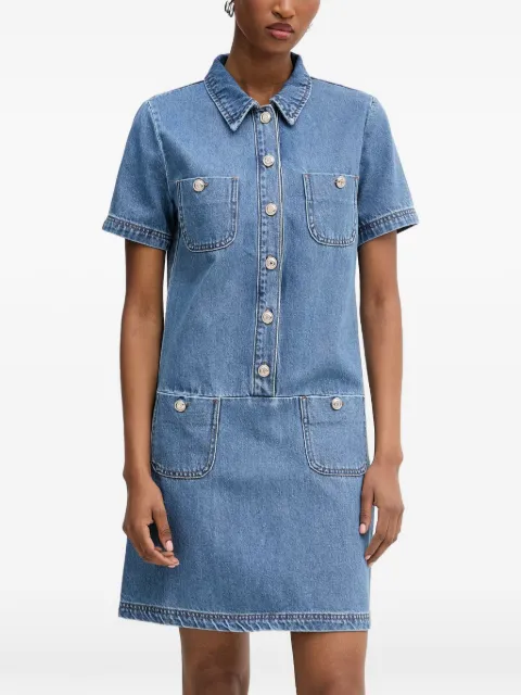 Morgan button-up short-sleeve mini dress Blue RSIA