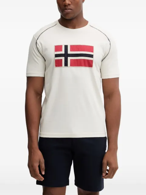 Napapijri Reflect logo-patch contrast-stitch T-shirt White NP0A4ICL
