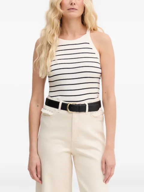 Mos Mosh MMImanja Caliz striped ribbed-knit top White 176720