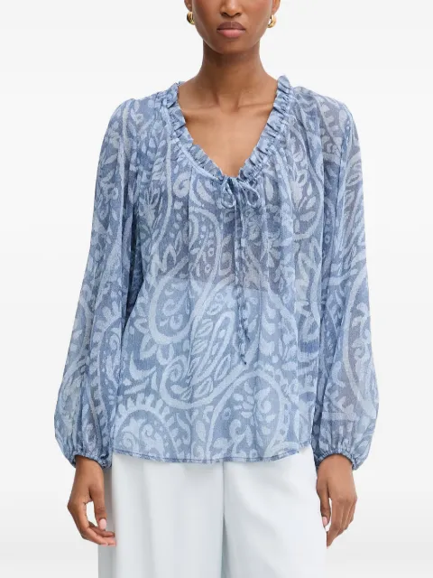 Morgan paisley-print ruffled blouse Blue OSKOF
