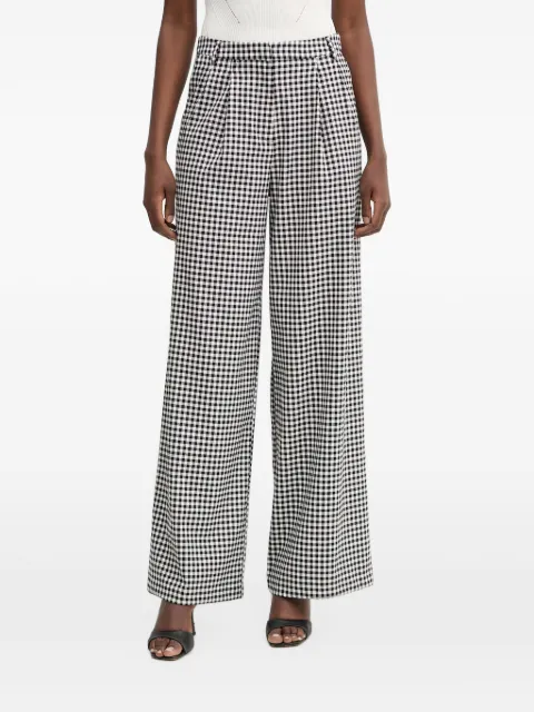 Morgan gingham-check wide-leg trousers Black PICHYF