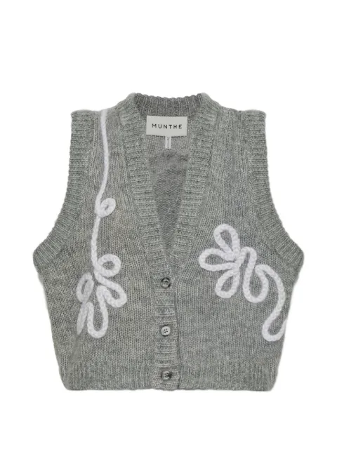MUNTHE Nowland embroidered knitted sleeveless wool cardigan Grey 262162026270