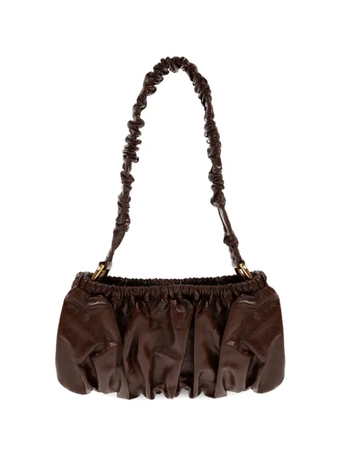 Marni brown leather-gathered clutch Brown SBMP0297U0P9294