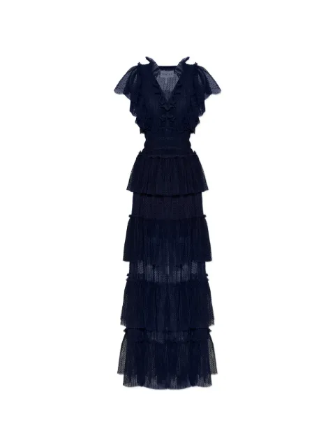 MUNTHE Noriz ruffled tiered maxi dress Blue 262130626229