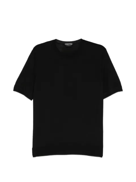 TOM FORD fine-knit short-sleeve T-shirt Black KCS028YMK073