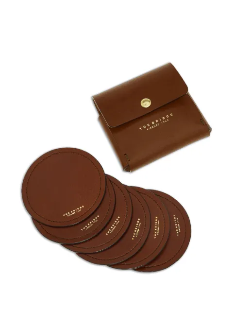 The Bridge logo-print leather coasters Brown 09800501