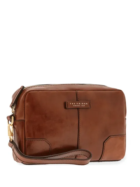 The Bridge logo-plaque leather clutch bag Brown 05363001