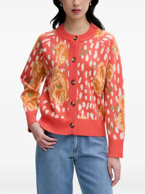 NEVER FULLY DRESSED floral-print intarsia-knit cardigan Orange NFDKN890
