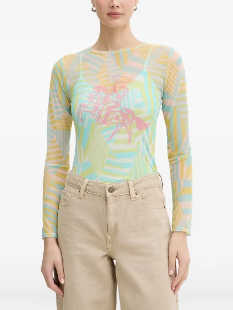 NEVER FULLY DRESSED geometric-print mesh T-shirt Neutrals NFDTO2090