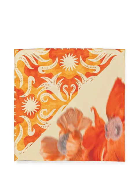NEVER FULLY DRESSED floral-print square scarf Orange NFDA621