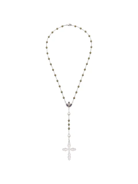 DARKAI beaded embellished-cross necklace Silver DICO0096BBVRL