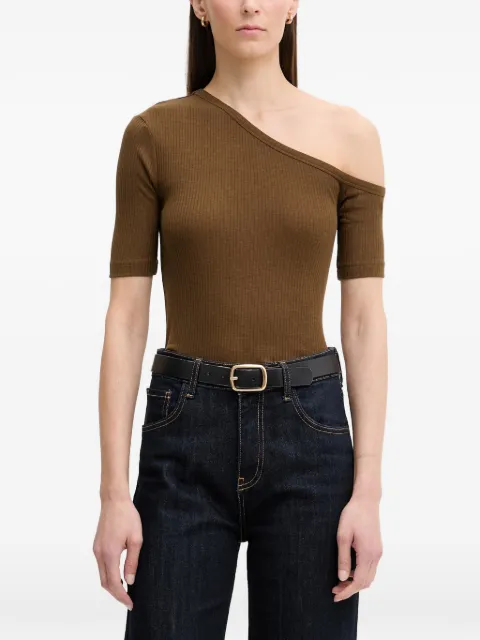 Sessùn Soline one-shoulder ribbed top Brown 26208014